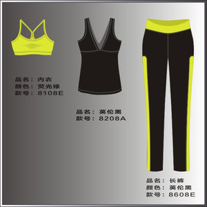 New Women Skin Tight Fitness Suits Quick Dry Elastic Sportswear Set Yoga Dancing Running Girls Three-piece Gym Sets