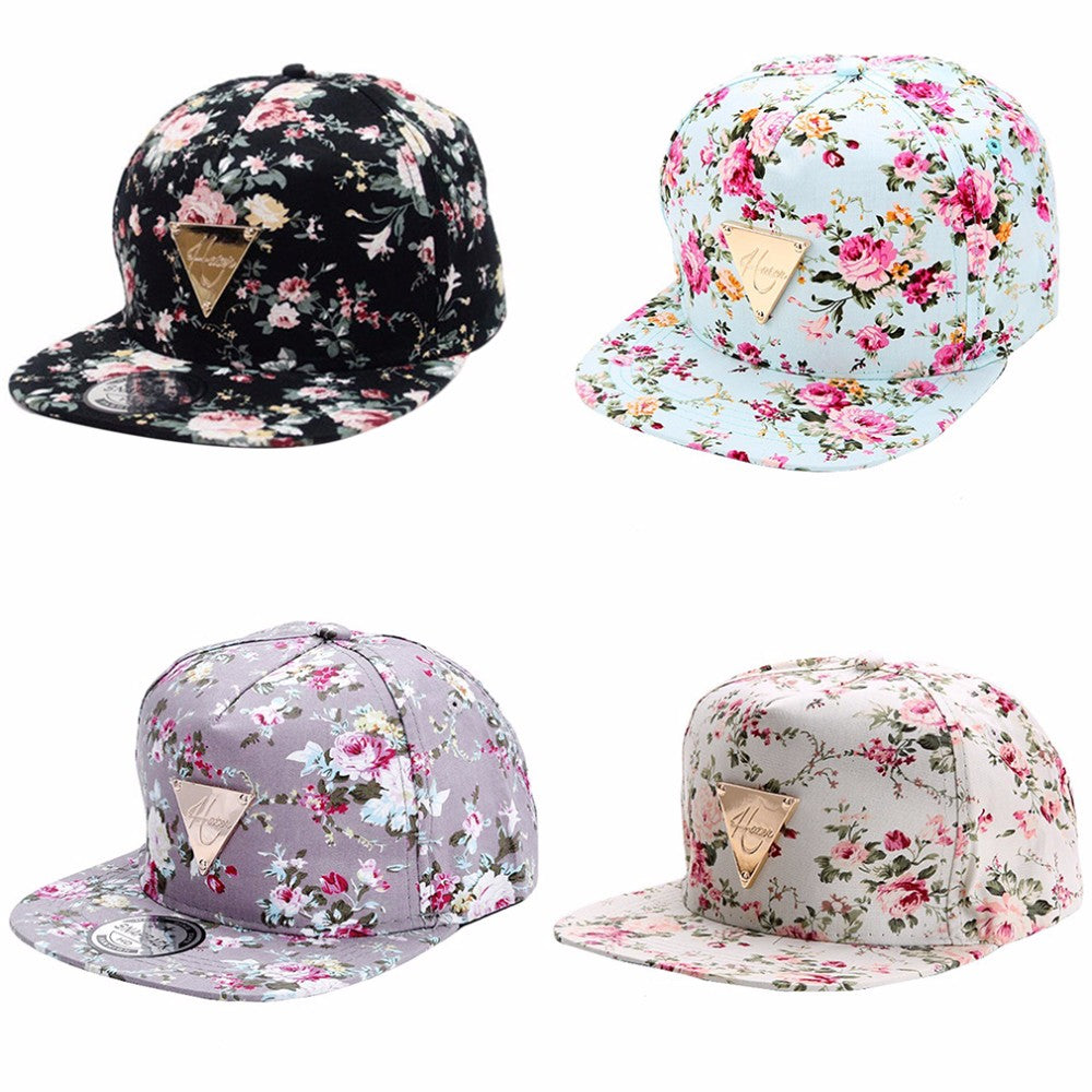 Baseball Cap Hip Hop Caps Men Women Floral Flower Snapback Hat Hip-Hop Flat Adjustable Cap Sun Hats Boy Girl gorras planas