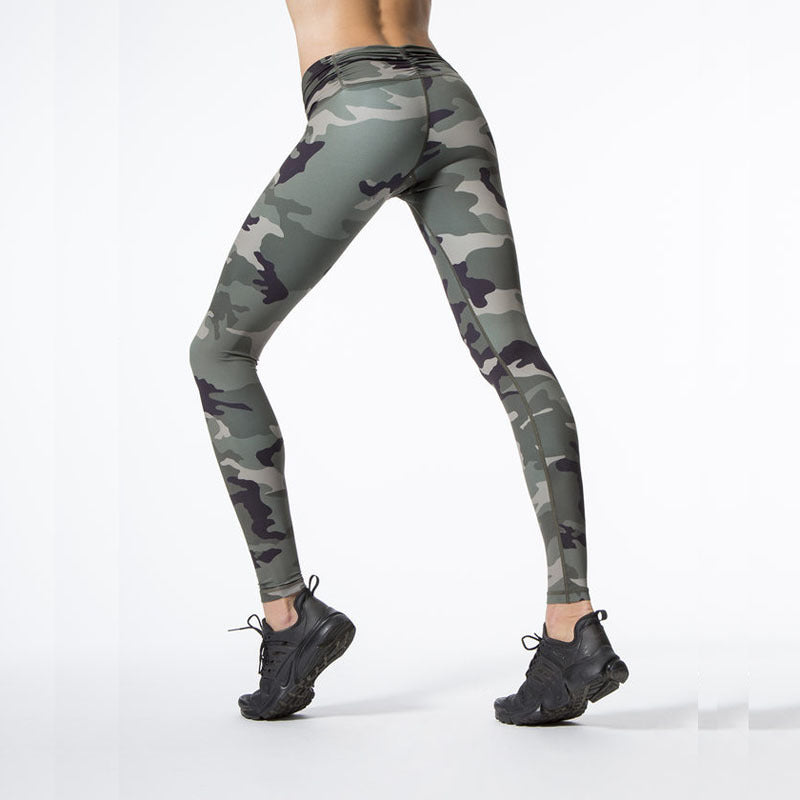 Women's Yoga Pants Camouflage Printed Fitness Elastic Leggings Tights Running Sports Pants Stretched Gym Sportswear