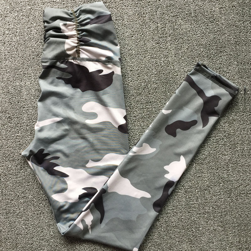 Women's Yoga Pants Camouflage Printed Fitness Elastic Leggings Tights Running Sports Pants Stretched Gym Sportswear