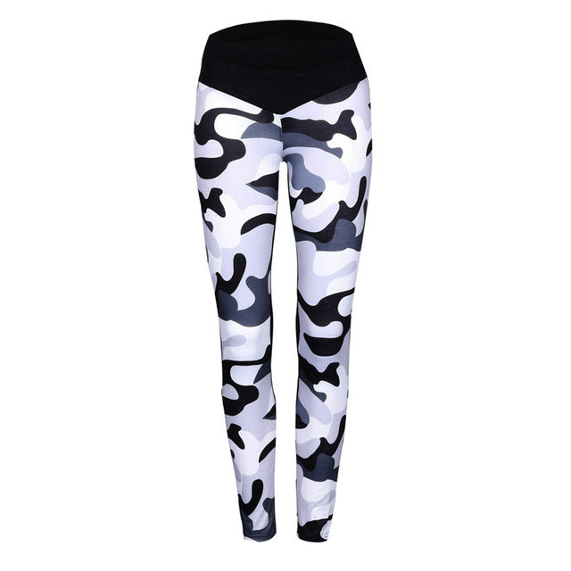 Women Sport Pants Camouflage Print Sexy Push Up Skinny Stretchy Fitness Leggings High Waist Gym Running Tights