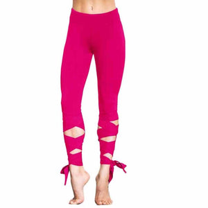 Women Sports Gym Bandage Yoga Pants Workout Cropped Leggings Fitness Lounge Athletic Pants