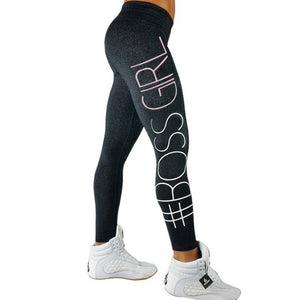 Women boss girl Letter Printing Slim Yoga Pants Sports Legging Fitness Tight Legging Ladies Jogging Gym Running Yaga Femme