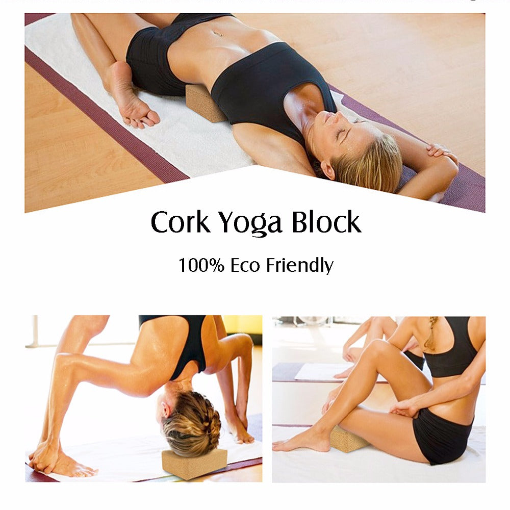 Cork Yoga Block Brick Pilates Prop Support Exercise Soft Durable Non-Slip Odor-Free Yoga Nice Aid