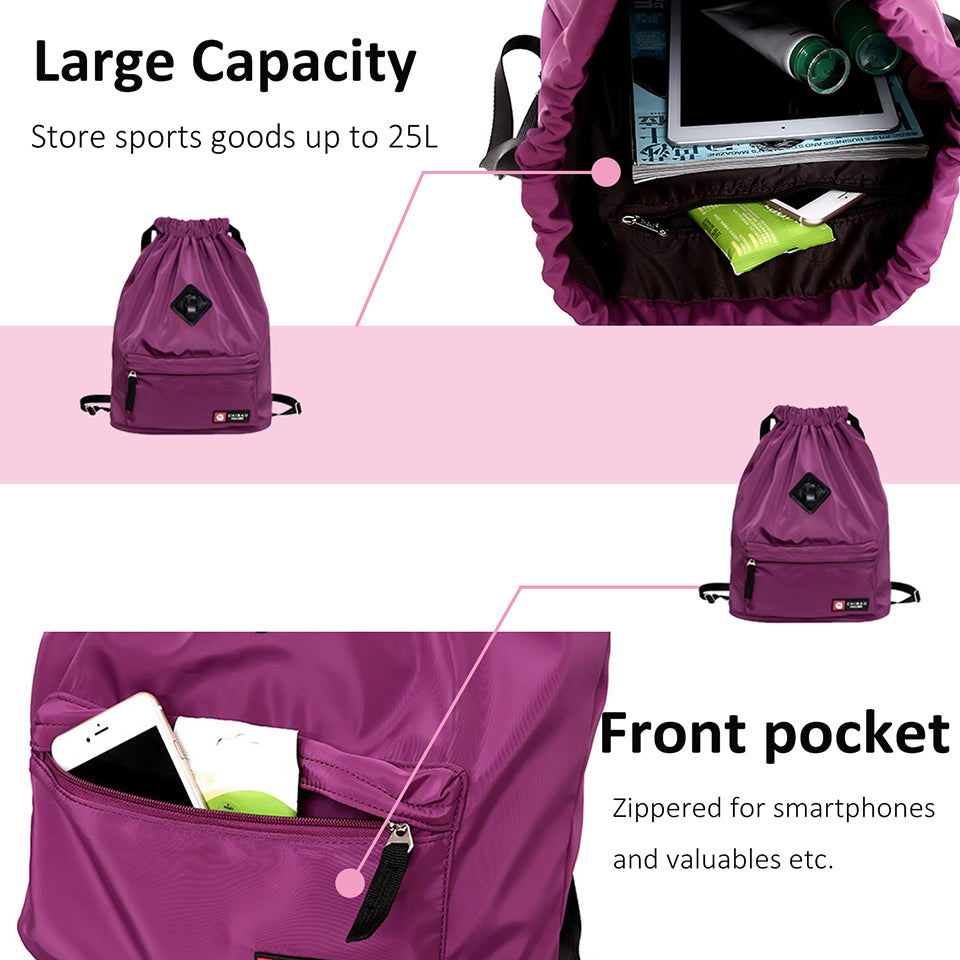 Drawstring Bag Festival Backpack Nylon for Gym Sports Fitness Travel Yoga Women Girls Student Bag Travel Backpack