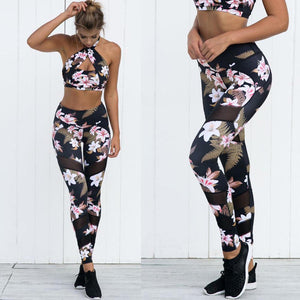 Yoga Pants Women Sport Running Leggings Floral Print Female Workout Training Tights Dance Fitness Sport Pants Sportswear