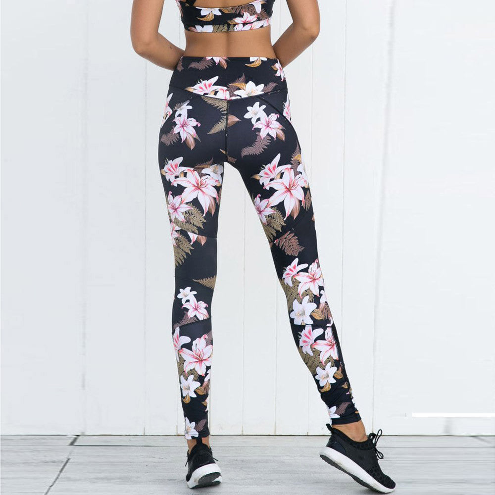 Yoga Pants Women Sport Running Leggings Floral Print Female Workout Training Tights Dance Fitness Sport Pants Sportswear