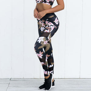 Yoga Pants Women Sport Running Leggings Floral Print Female Workout Training Tights Dance Fitness Sport Pants Sportswear