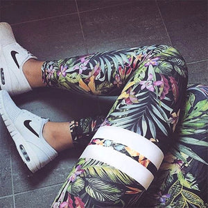 Women's Yoga Capris Pants Floral Print Fitness Leggings Fashion Trousers