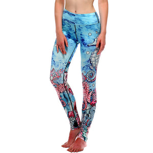 New Women Floral Yoga Pants Female printing Elastic Gym Running Sports Leggings Compression Tights