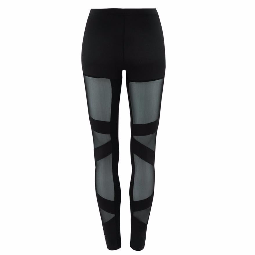 Women Yoga Pants Fitness Leggings Mid Waist Mesh Patchwork Leggings Skinny Pants