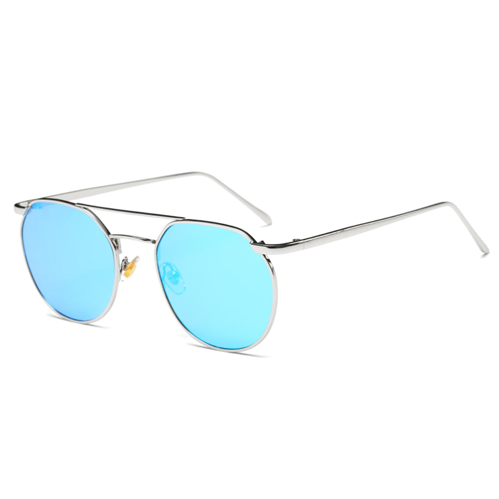 New Sunglasses Women Yellow Blue Metal Frame Circle Glasses New Brand Designer Round Sun Glasses for Women Lunette Glasses