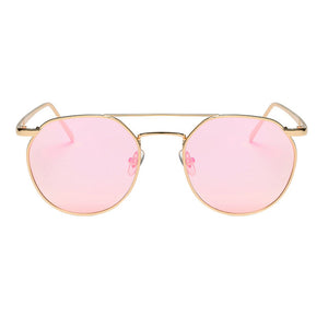 New Sunglasses Women Yellow Blue Metal Frame Circle Glasses New Brand Designer Round Sun Glasses for Women Lunette Glasses