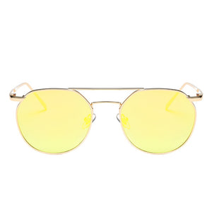 New Sunglasses Women Yellow Blue Metal Frame Circle Glasses New Brand Designer Round Sun Glasses for Women Lunette Glasses