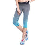 Women's High Waist Yoga Pants Stretch Running Workout Leggings Gym Fitness Tights Athletic Capri Pants Gradient Color