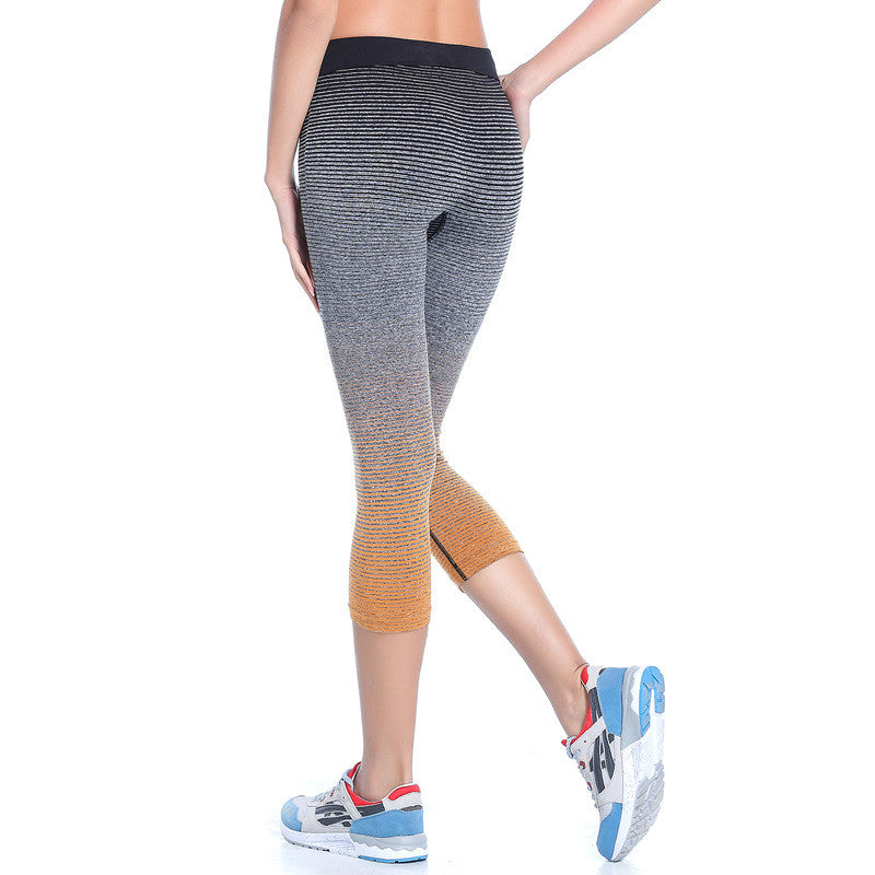 Women's High Waist Yoga Pants Stretch Running Workout Leggings Gym Fitness Tights Athletic Capri Pants Gradient Color