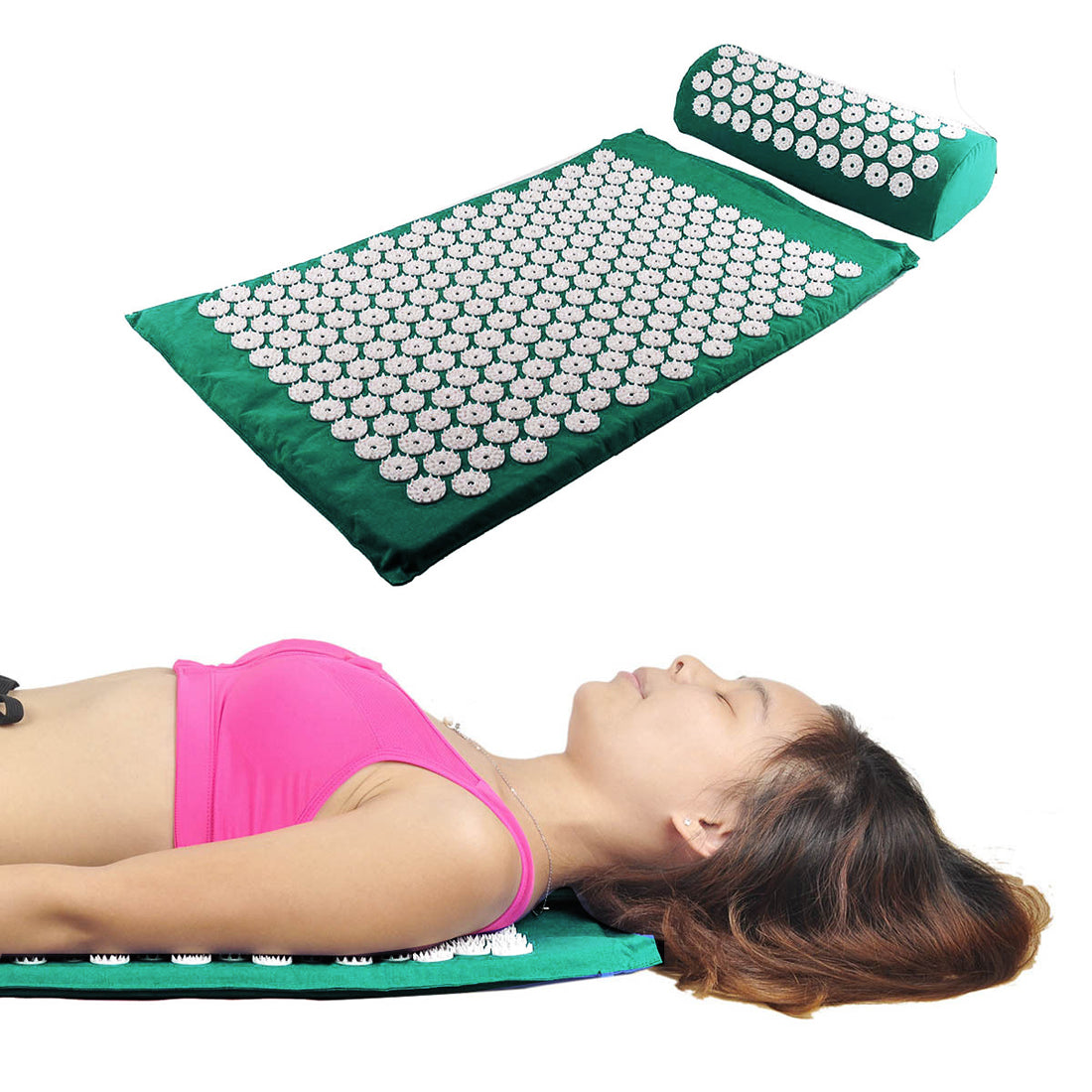 Acupuncture massage yoga Mat Pain Relief muscle back neck relaxation massage yoga cushion with massage pillow