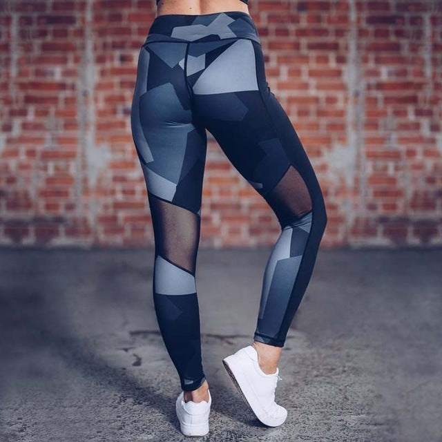 Pants Women High Waist Fitness Gym Camouflage Patchwork Push Up Tights Sportswear Tracksuit Trousers Clothes Mesh Leggings Yoga