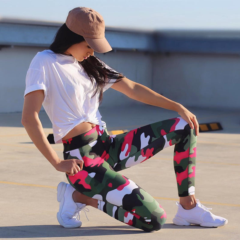 Fitness Yoga Capris Camouflage Yoga Pants Geometric Printed Yoga Leggings Fitness Gym Clothing for Women