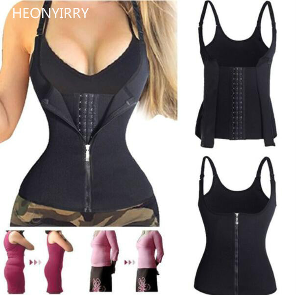 Shoulder Strap Waist Trainer Slimming Belt Vest Corset Women Zipper Hook Body Shaper Waist Cincher Slimming Weight Loss