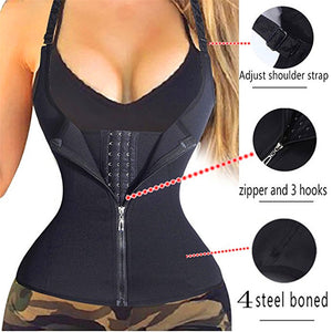 Shoulder Strap Waist Trainer Slimming Belt Vest Corset Women Zipper Hook Body Shaper Waist Cincher Slimming Weight Loss