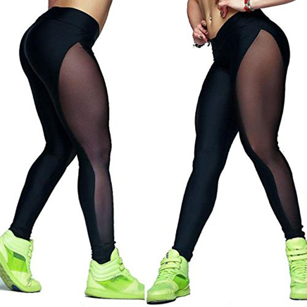 Sexy Women See Through Yoga Pants Outdoor Gym Fitness Elastic Jogging Leggings