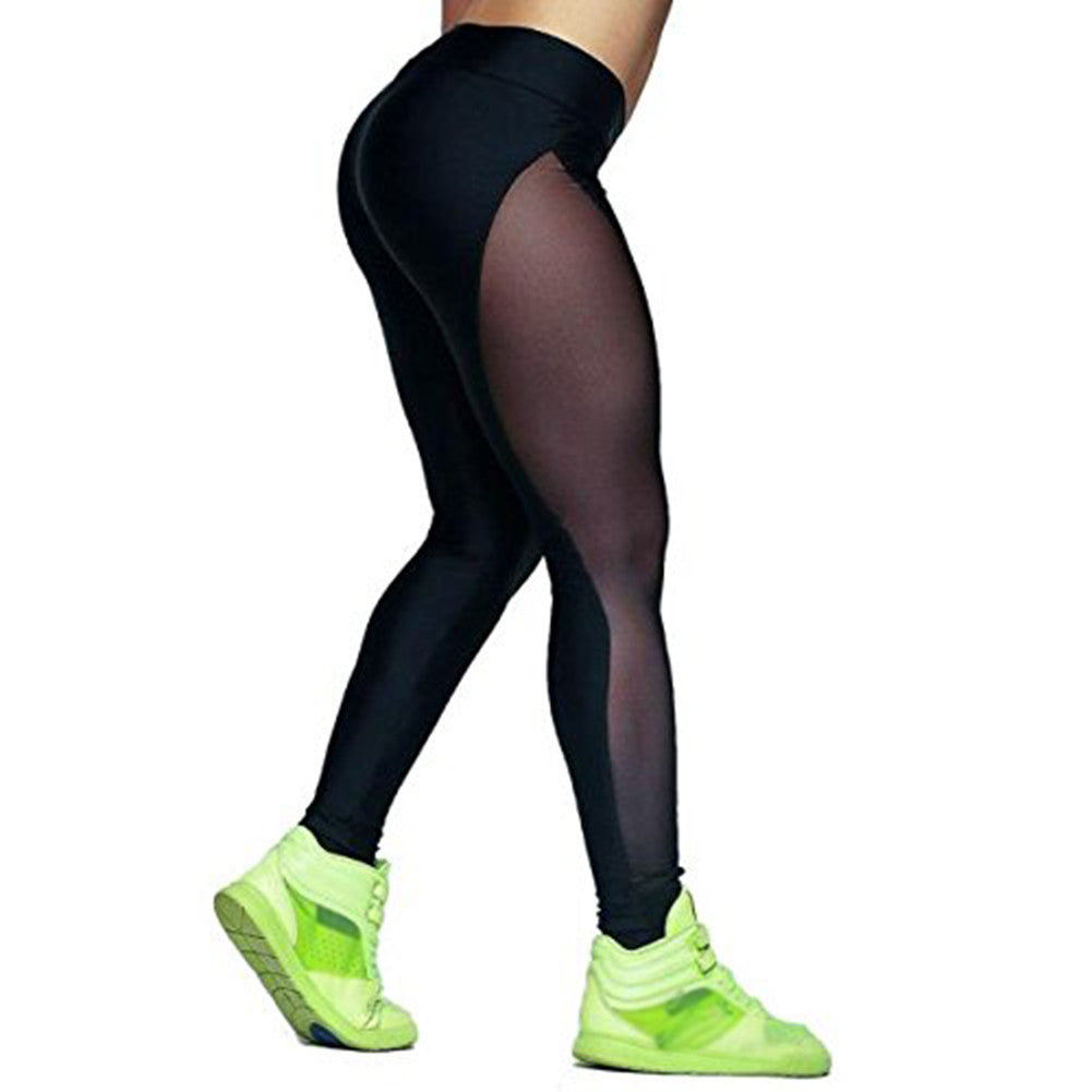 Sexy Women See Through Yoga Pants Outdoor Gym Fitness Elastic Jogging Leggings