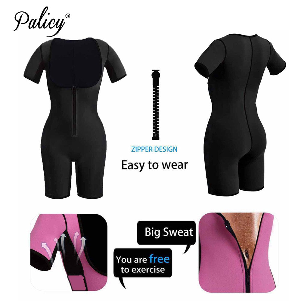 Women's Slimming Body Shapers Neoprene Sauna Suit Sexy Bodysuit Leg Fajas Waist Trainer Shapewear Zipper Plus Size