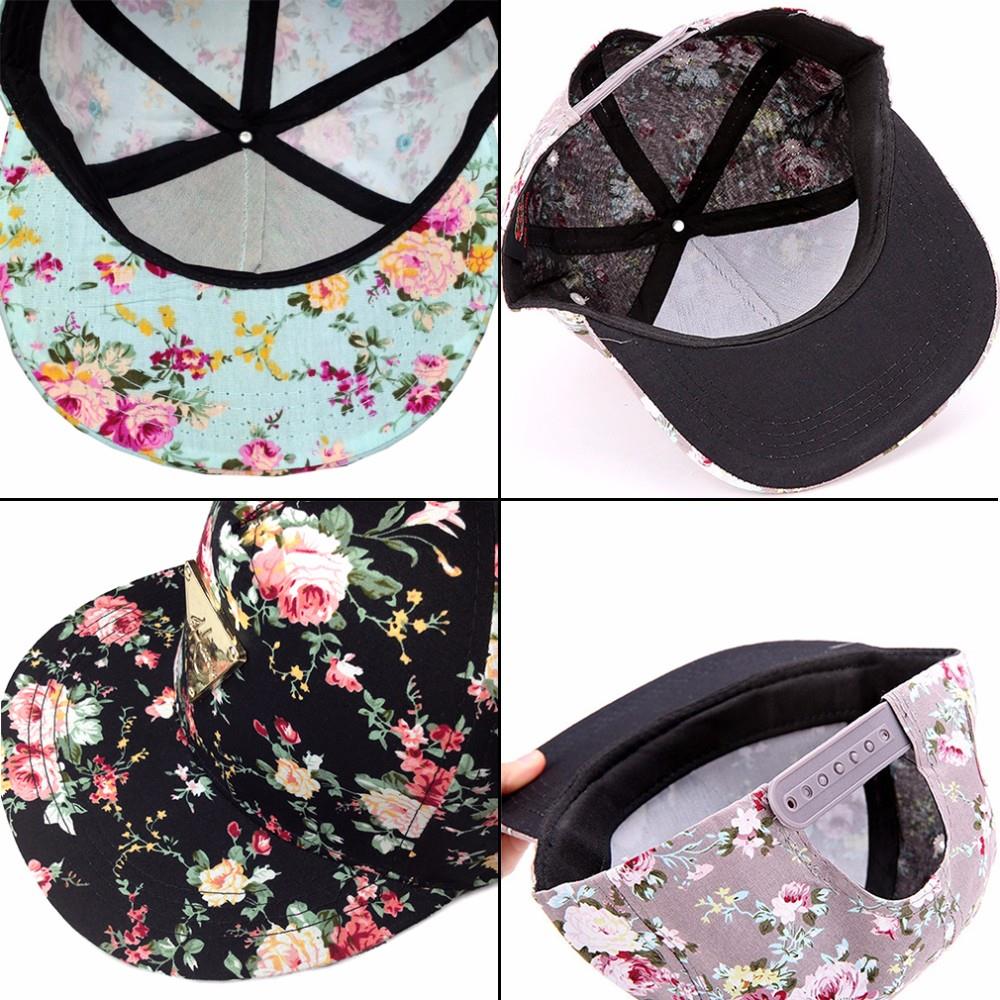 Baseball Cap Men Women Floral Flower Snapback Hat Hip-Hop Flat Adjustable Cap Sun Hats Boy Girl gorras planas Hip Hop Caps