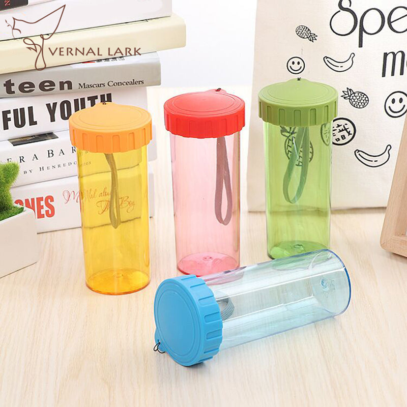 430ml Portable Straight Sport Water Bottle Outdoor BPA Free Plastic Drinkware With Rope Eco-friendly Drink Bottle