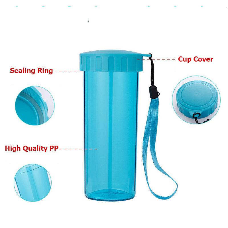 430ml Portable Straight Sport Water Bottle Outdoor BPA Free Plastic Drinkware With Rope Eco-friendly Drink Bottle